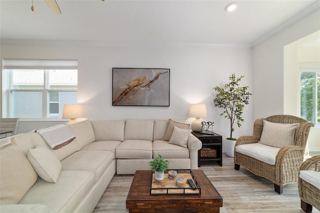 9309 SW 106th Ave, Ocala, FL 34481 - living area with light wood-style floors, crown molding, and recessed lighting