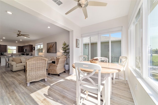 9309 SW 106th Ave, Ocala, FL 34481 - living area featuring ceiling fan, light wood-style flooring, recessed lighting, and baseboards