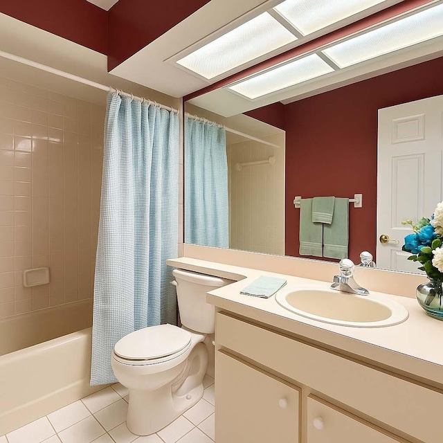 8926 SW 192nd Court Rd, Dunnellon, FL 34432 - bathroom with tile patterned flooring, toilet, vanity, and shower / bath combination with curtain