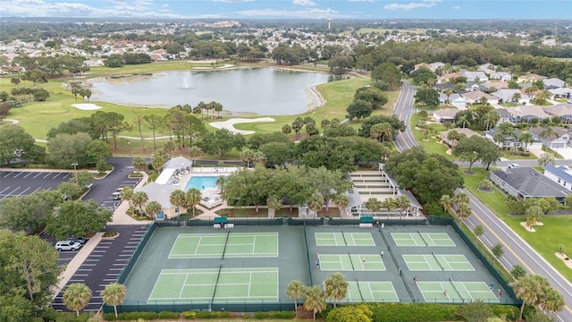 2608 Casso Ct, The Villages, FL 32162 - aerial perspective of suburban area with a nearby body of water and a golf club