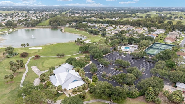 2608 Casso Ct, The Villages, FL 32162 - aerial perspective of suburban area with a large body of water and a local golf course