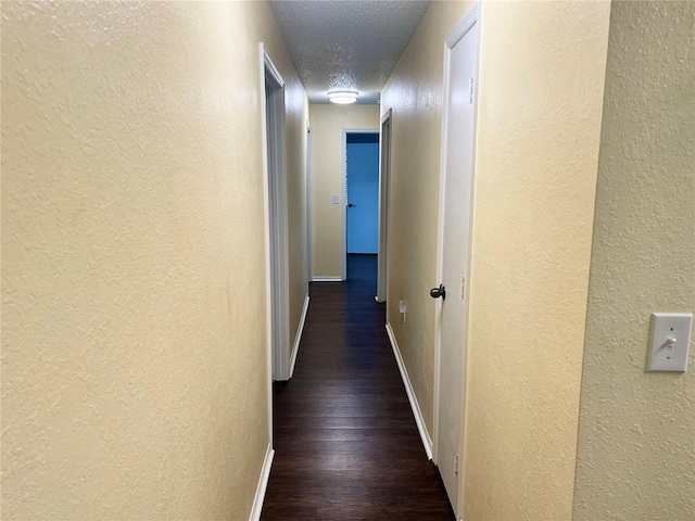 3705 SW 27th St Unit 621, Gainesville, FL 32608 - hall with a textured wall, baseboards, wood finished floors, and a textured ceiling