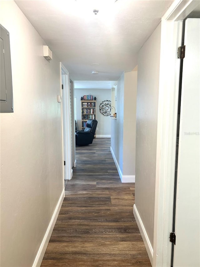 2715 NW 104th Ct Unit 1, Gainesville, FL 32606 - hall with wood finished floors, baseboards, and electric panel
