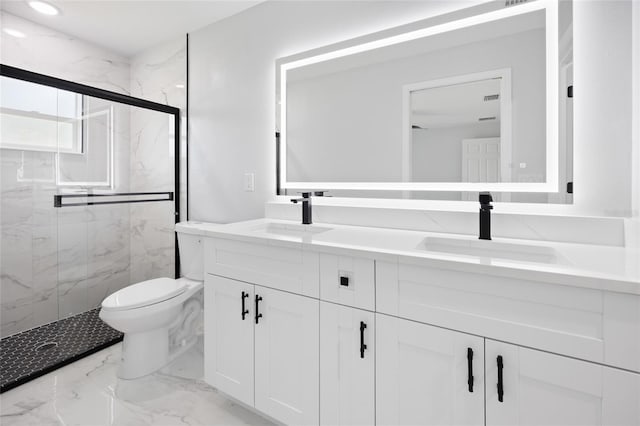 3079 SW 168th Loop, Ocala, FL 34473 - full bath with marble tiled floors, double vanity, and a marble finish shower