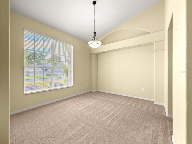 28 Golf View Dr, Ocala, FL 34472 - empty room with light carpet, baseboards, and lofted ceiling