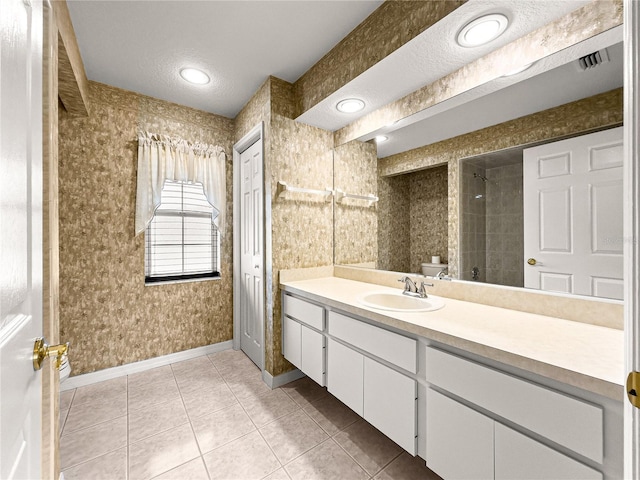 28 Golf View Dr, Ocala, FL 34472 - bathroom featuring toilet, tile patterned floors, vanity, baseboards, and wallpapered walls