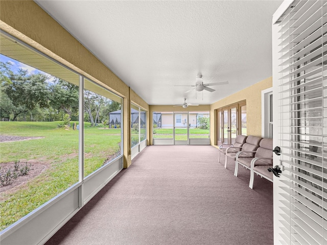 28 Golf View Dr, Ocala, FL 34472 - sunroom with a ceiling fan and french doors