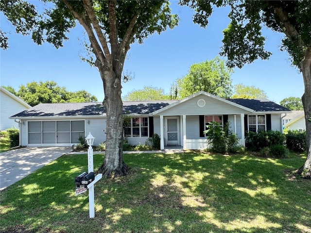 8239 SW 108th St, Ocala, FL 34481 - single story home with concrete driveway, a garage, and a front lawn