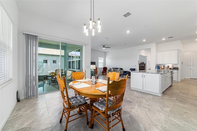 6046 SW 86th Cir, Ocala, FL 34481 - dining space featuring recessed lighting, a ceiling fan, and baseboards