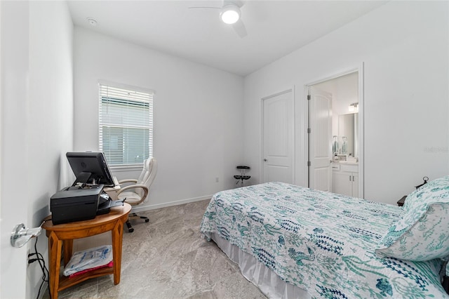 6046 SW 86th Cir, Ocala, FL 34481 - bedroom with an office area, baseboards, and a ceiling fan