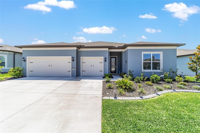6046 SW 86th Cir, Ocala, FL 34481 - view of front facade with a garage, stucco siding, driveway, and a front lawn