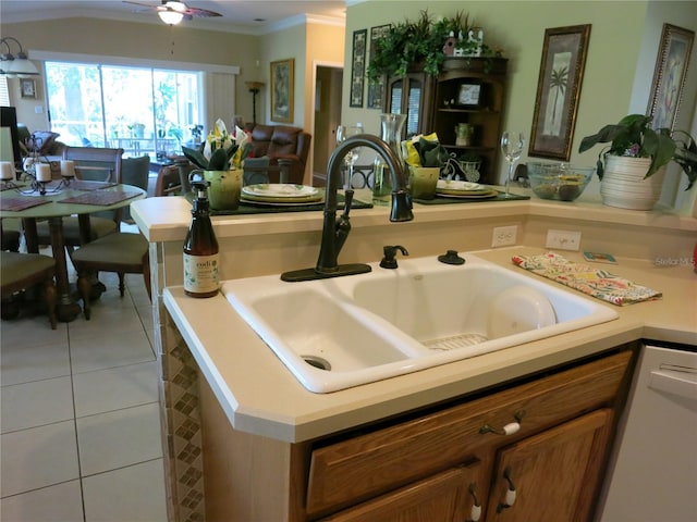1799 W Shanelle Path, Lecanto, FL 34461 - kitchen with open floor plan, tile patterned floors, a sink, dishwasher, and light countertops