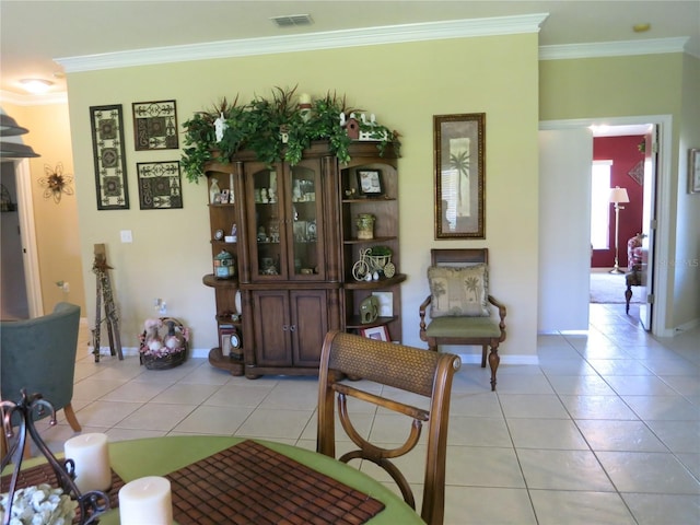 1799 W Shanelle Path, Lecanto, FL 34461 - living room featuring ornamental molding, light tile patterned flooring, and baseboards