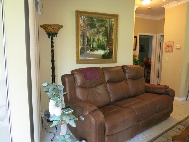 1799 W Shanelle Path, Lecanto, FL 34461 - living area with tile patterned floors, ornamental molding, and baseboards