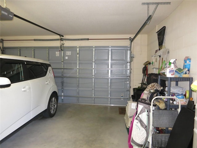 1799 W Shanelle Path, Lecanto, FL 34461 - garage featuring a garage door opener and concrete block wall