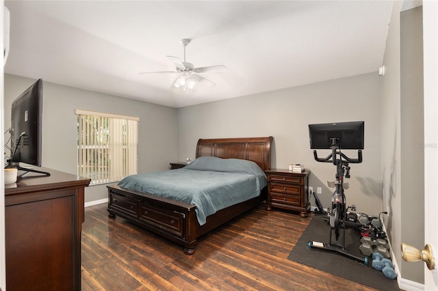 8053 SW 62nd Ave, Ocala, FL 34476 - bedroom with dark wood finished floors, baseboards, and ceiling fan