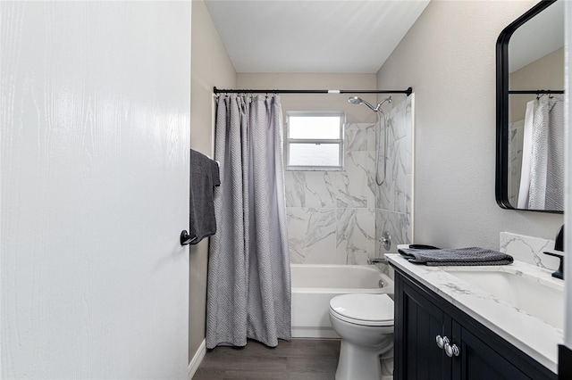 9729 SW 97th St, Ocala, FL 34481 - bathroom featuring wood finished floors, vanity, toilet, and shower / bath combo