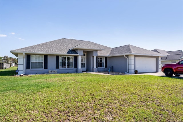 5920 SW 88th Pl, Ocala, FL 34476 - ranch-style house featuring a garage, stucco siding, a front lawn, and driveway