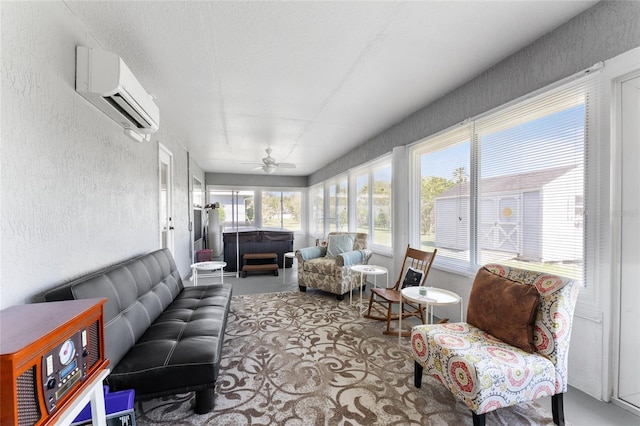 5920 SW 88th Pl, Ocala, FL 34476 - sunroom with a jacuzzi, a wall unit AC, a textured wall, and healthy amount of natural light