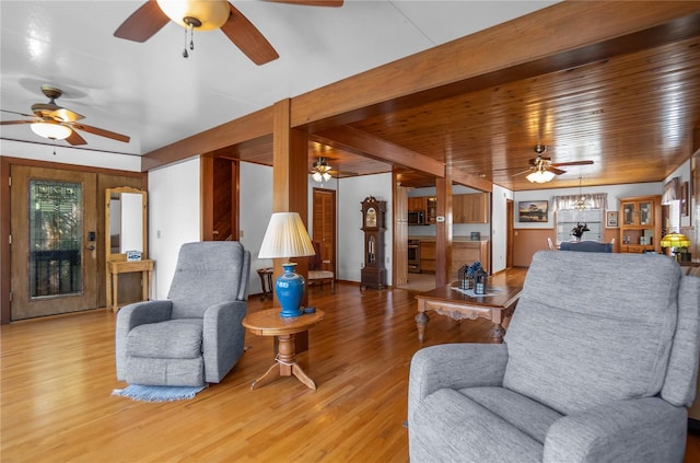 6620 S Merleing Loop, Floral City, FL 34436 - living area with a ceiling fan and wood finished floors