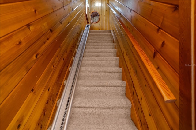 6620 S Merleing Loop, Floral City, FL 34436 - stairway featuring wood walls and carpet flooring