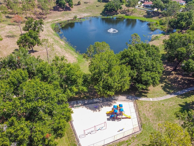 aerial view of a nearby body of water
