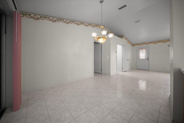 4992 NW 31st St, Ocala, FL 34482 - spare room featuring a chandelier and lofted ceiling