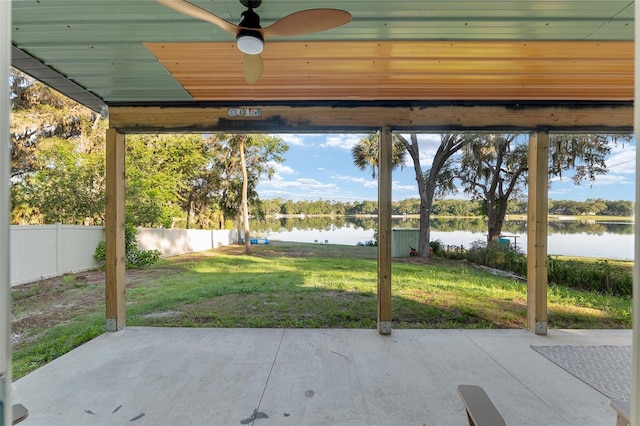 754 SE 167th Court Rd, Silver Springs, FL 34488 - view of patio / terrace featuring a water view and ceiling fan