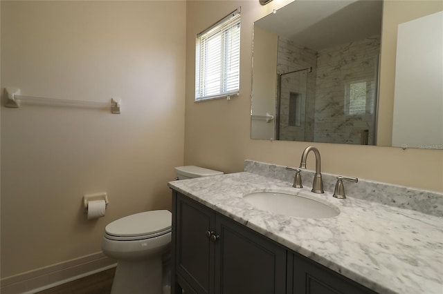 6472 SW 106th Pl, Ocala, FL 34476 - bathroom with a stall shower, toilet, vanity, and baseboards