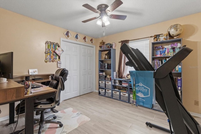 729 Sinclair Ter, Inverness, FL 34450 - office area with a ceiling fan and light wood-type flooring