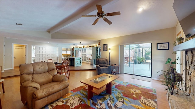 307 N Kinglet Ave, Hernando, FL 34442 - living room featuring wood finished floors, ceiling fan, and baseboards