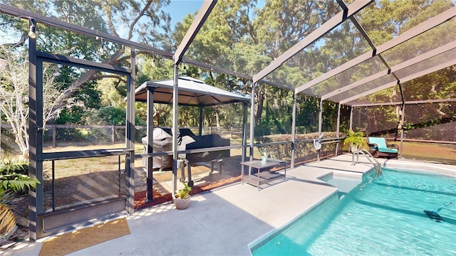 307 N Kinglet Ave, Hernando, FL 34442 - view of swimming pool with a gazebo, a patio area, and glass enclosure