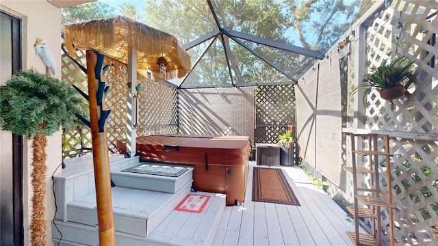 307 N Kinglet Ave, Hernando, FL 34442 - wooden deck with a hot tub