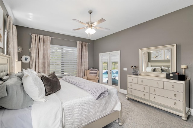 3612 SE 47th Ter, Ocala, FL 34480 - bedroom featuring access to exterior, french doors, light carpet, and multiple windows