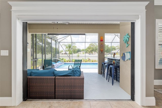 3612 SE 47th Ter, Ocala, FL 34480 - view of patio / terrace featuring outdoor lounge area, an outdoor pool, and glass enclosure