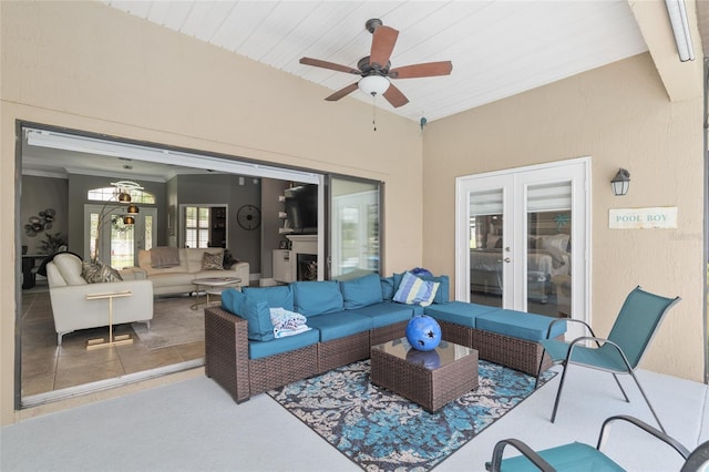 3612 SE 47th Ter, Ocala, FL 34480 - view of patio / terrace with french doors, outdoor lounge area, and a ceiling fan