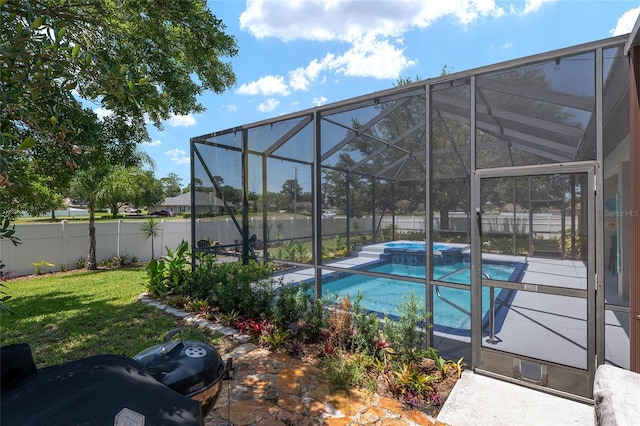 3612 SE 47th Ter, Ocala, FL 34480 - view of pool featuring a pool with connected hot tub and a lanai