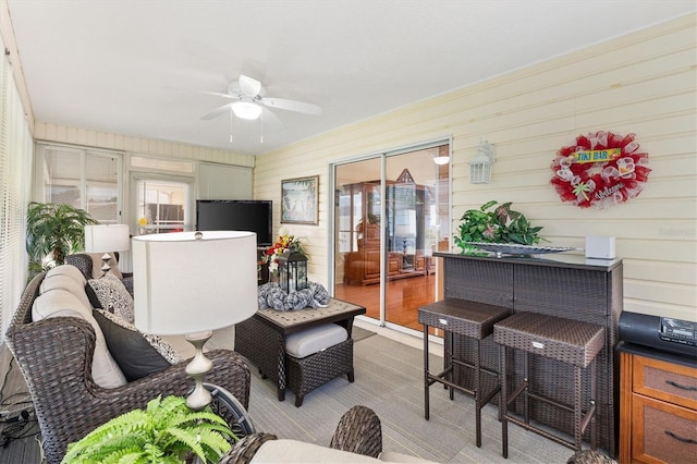 17576 SE 96th Ct, Summerfield, FL 34491 - carpeted living area featuring ceiling fan