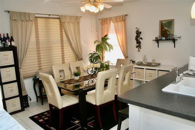 8735 SW 192nd Court Rd, Dunnellon, FL 34432 - dining room with a ceiling fan and light tile patterned floors