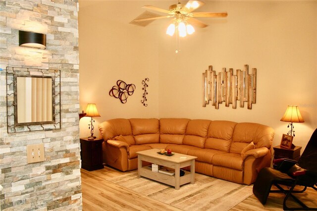 8735 SW 192nd Court Rd, Dunnellon, FL 34432 - living room featuring a ceiling fan and light wood-style floors