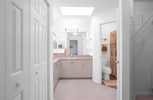 10444 S Clint Loop, Floral City, FL 34436 - full bathroom featuring a closet, a skylight, vanity, and toilet
