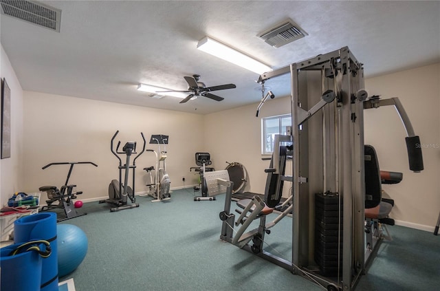 10444 S Clint Loop, Floral City, FL 34436 - workout room with baseboards and a ceiling fan
