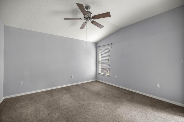 785 W Toucan Loop, Hernando, FL 34442 - carpeted spare room featuring vaulted ceiling, ceiling fan, baseboards, and a textured ceiling