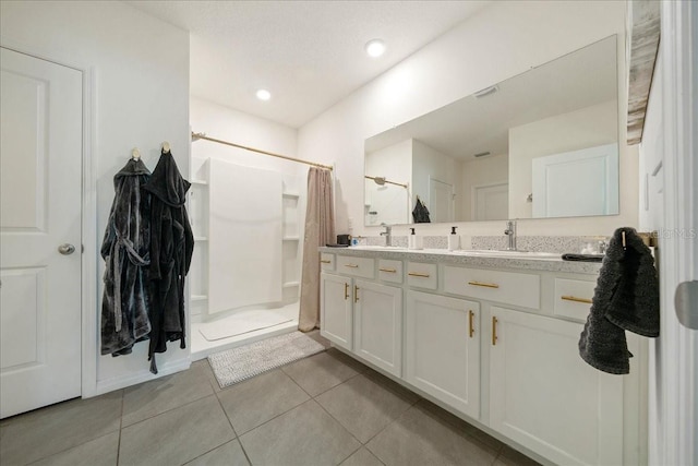 160 Hickory Course Loop, Ocala, FL 34472 - full bath with a shower with curtain, tile patterned floors, and double vanity