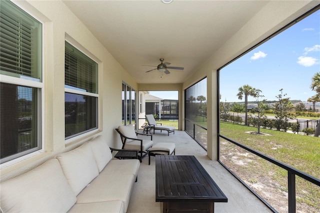 5248 Red Coral Cir, Mount Dora, FL 32757 - sunroom / solarium with outdoor lounge area, ceiling fan, and plenty of natural light