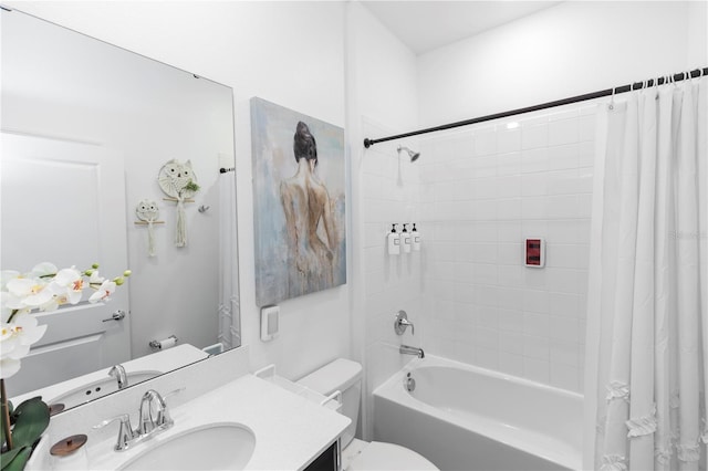 5248 Red Coral Cir, Mount Dora, FL 32757 - bathroom featuring toilet, shower / bath combination with curtain, and vanity