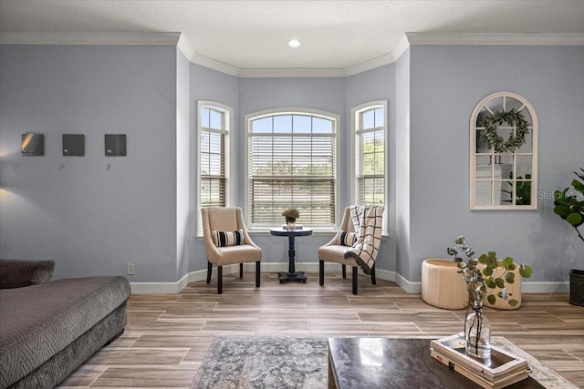1107 SE 49th Ave, Ocala, FL 34471 - living area with wood tiled floors, ornamental molding, recessed lighting, and baseboards