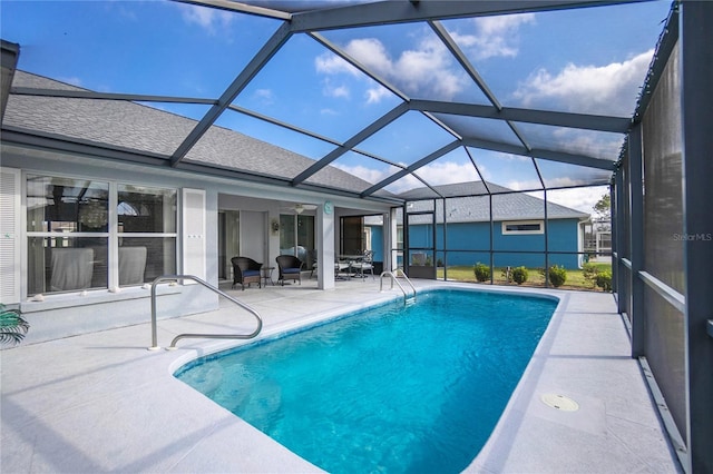 3656 E Lake Todd Dr, Hernando, FL 34442 - outdoor pool with a patio area, a lanai, and a ceiling fan