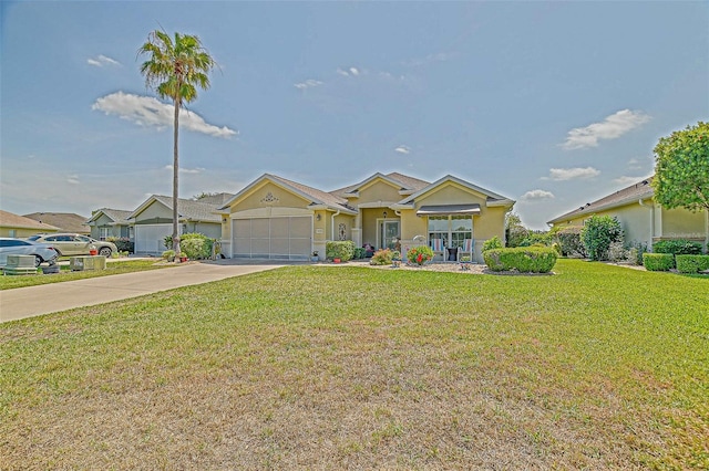 14004 SE 94th Ave, Summerfield, FL 34491 - ranch-style home featuring an attached garage, a front yard, concrete driveway, and stucco siding