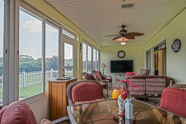 14004 SE 94th Ave, Summerfield, FL 34491 - sunroom / solarium with ceiling fan and a textured wall